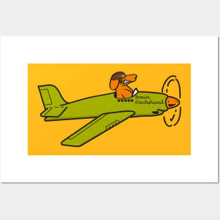 The Boxin Dachshund Flying Ace Posters and Art